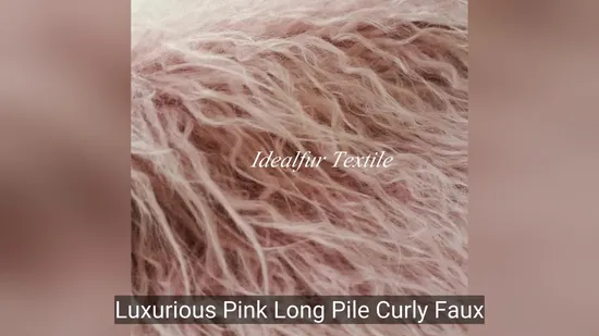ファッションクリエーションのための贅沢なピンクのカーリーフェイクファー生地