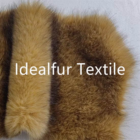 ゴールドのリアルなローマ風フォックスの質感を持つ豪華なフォックスフェイクファー生地