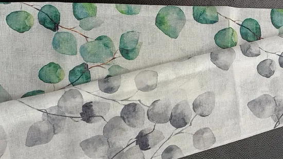 卸売低価格100%ポリエステルリネン風シアープリントカーテン生地